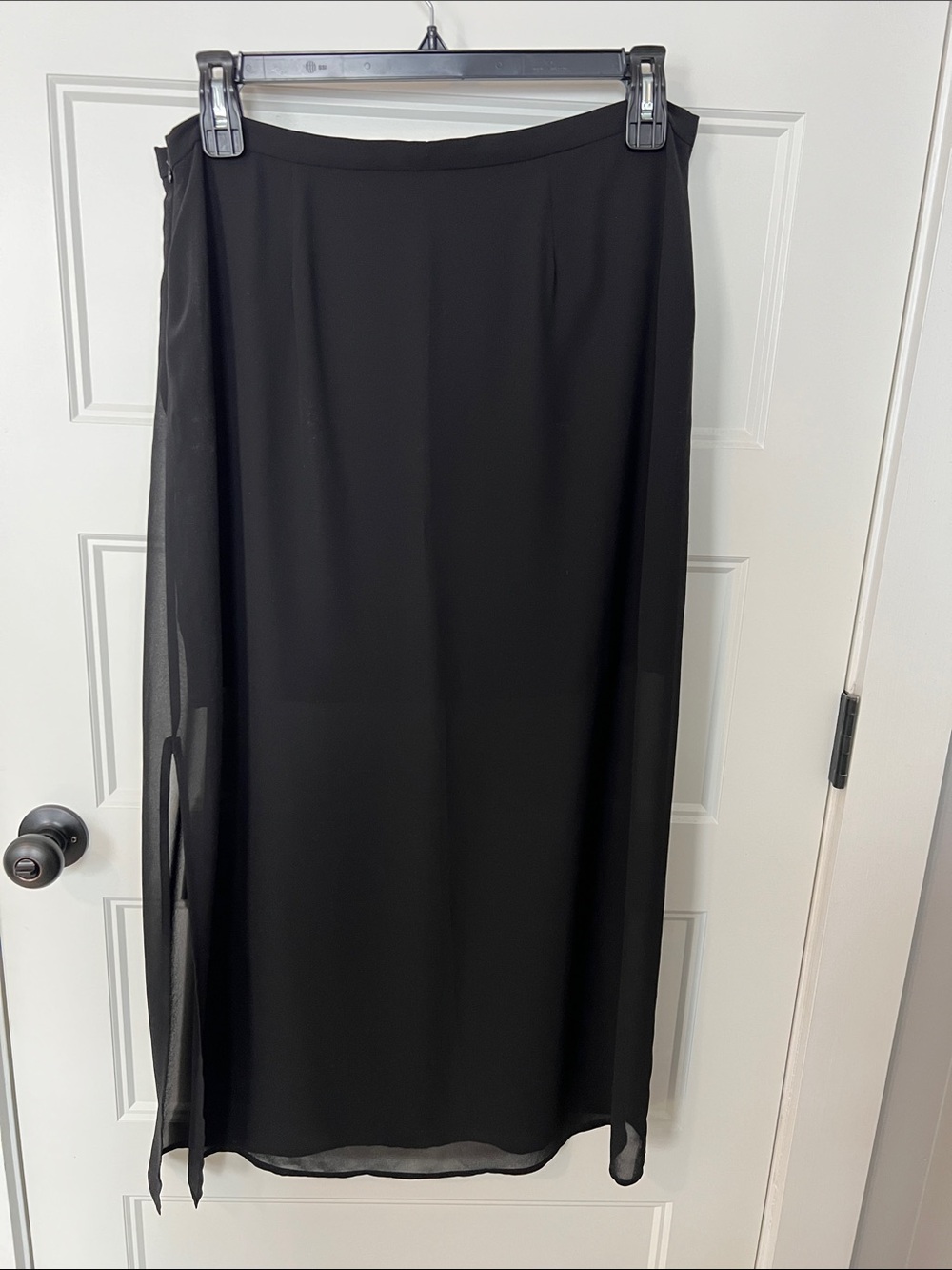 Vince Camuto Black Maxi Skirt with Sheer Overlay - Picture 3 of 4